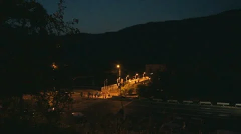 Night Footbridge Stock Footage 20474603