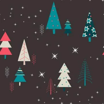 Night Forest Pattern Seamless Stock Illustration