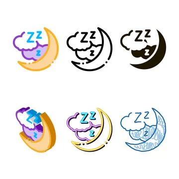 Night forms sky with moon icon outline Ilustração Stock