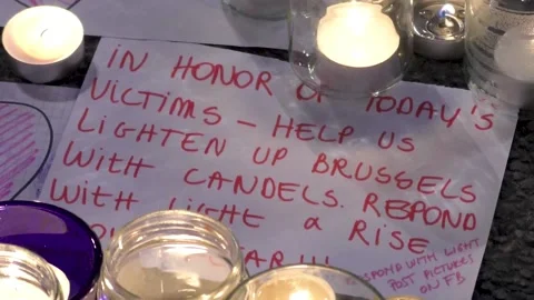 Night frames with grief, compassion and candles tribute to the victims of Stock Footage 210175448