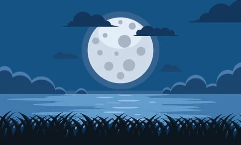 Night with full Moon background Stock Illustration