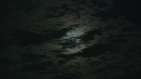 Night full moon in floating clouds Stock Footage 285986862
