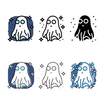 Night ghost color pack icon vector Illustrazione stock