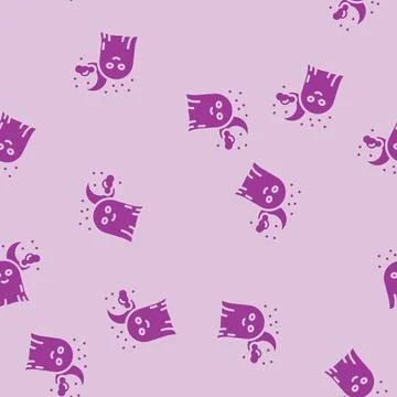 Night ghost glyph vector seamless pattern Stock Illustration