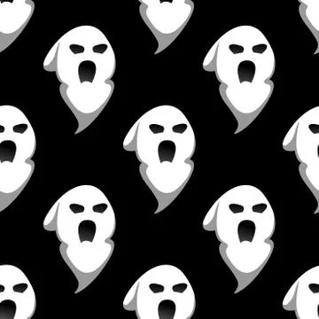 Night ghost halloween seamless pattern Illustrazione stock