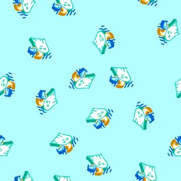 Night ghost isometric icon seamless pattern Stock Illustration