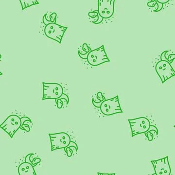 Night ghost line vector seamless pattern Illustrazione stock