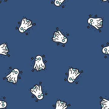 Night ghost vector seamless pattern Illustrazione stock