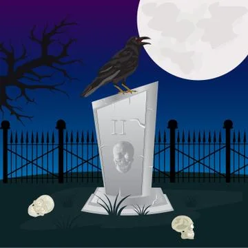 Night on graveyard Stock Illustration
