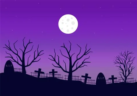 Night graveyard vector Stock Illustration
