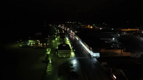 Night at Hampton Beach NH desolate during Covid 19 Coronavirus Pandemic Stock Footage 145332794