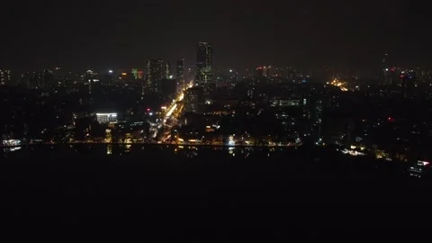Night hanoi from quadcopter Stock Footage 150342247