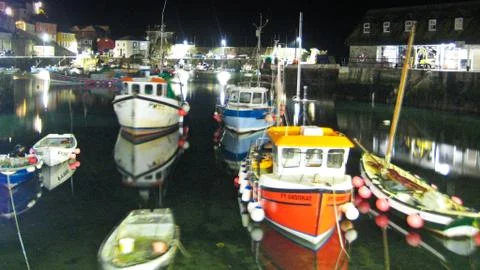 Night harbour Stock Photos