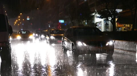 Night heavy rain Stock Footage 46222652