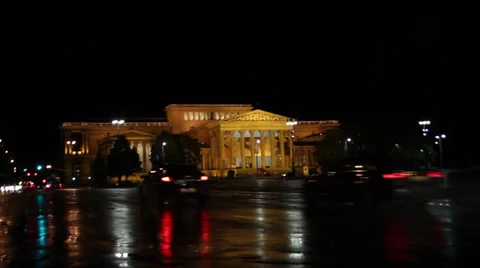 NIGHT HEROES SQUARE MUSEUM OF FINE ARTS BUILDING 2 Stock Footage 39382916