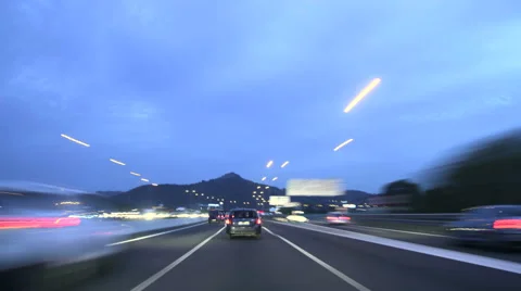 Night Highway Camera Car Time Lapse at dusk 4k Stock Footage 44227481