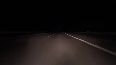 Night highway drive hyperlapse with strong motion blur and light trails, filmed Stock Footage 324702627