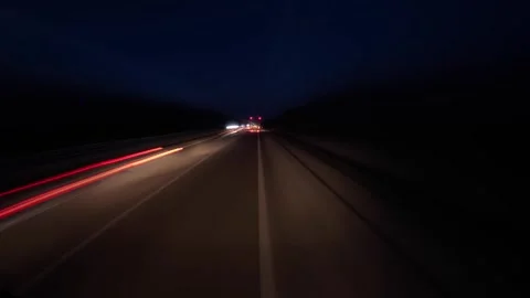 Night highway driving with light trails timelapse Video stock 342391765