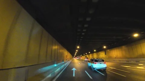 Night highway hyperlapse traffic lights 4K Stock Footage 316174296