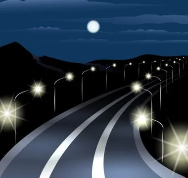 Night Highway Stock Illustration