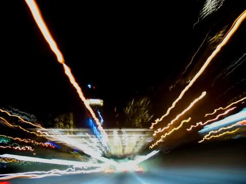 Night highway lights Stock Photos