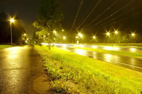 Night at the highway Stock Photos