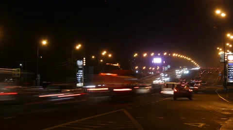 Night highway time lapse Stock Footage 64075953