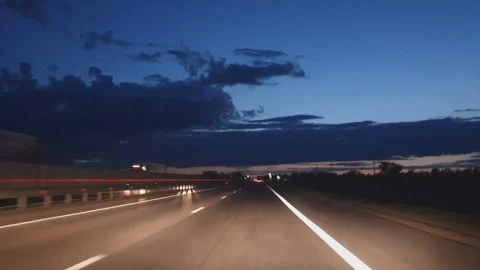Night highway , view from the car window, video shot on smartphone Stock Footage 113284663