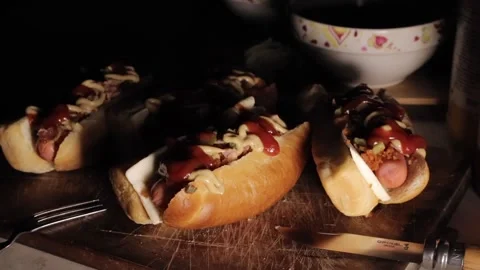 Night Hot Dogs in the Yard Stock Footage 165223041