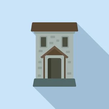 Night house icon flat vector. Scary ghost Stock Illustration