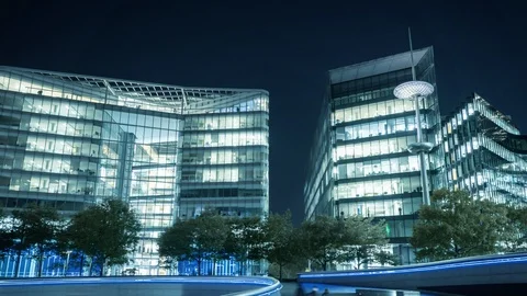 Night hyper lapse, Office building in London, UK Stock Footage 108793944