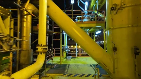 Night hyper lapse at oil and gas platform Stock Footage 99074152