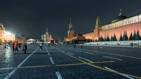 Night hyper lapse of Red Square, Moscow Stock-Footage 99202799