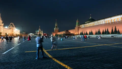 Night hyper lapse of Red Square, Moscow Stock Footage 106487572
