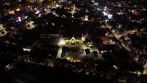 Night hyperlapse around Buon Ma Thuot Bishop's House, Dak Lak Stock Footage 340880828