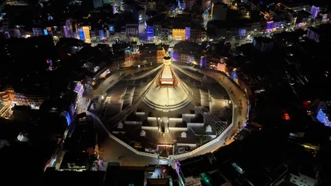 Night hyperlapse of Boudhanath Stupa in Kathmandu, Nepal 库存影片 323034186