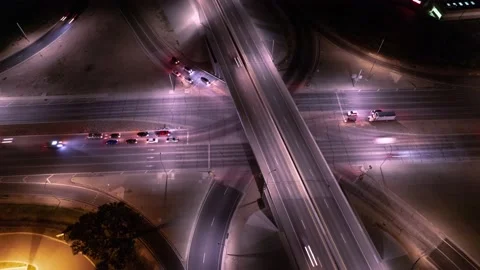 Night Hyperlapse City Intersection Stock Footage 219704383