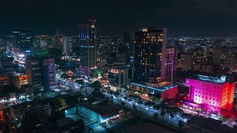 Night  hyperlapse in the city , Santo Domingo , Drone shot timelapse Video stock 159183775