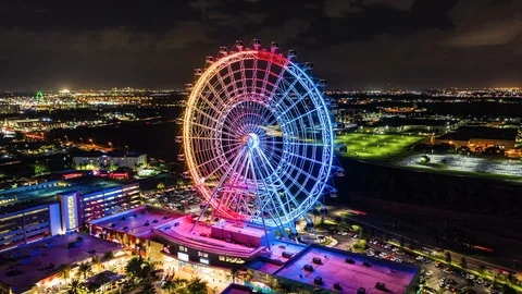 Night Hyperlapse of Ferris wheel in Orlando, Florida USA Stock Footage 108743796
