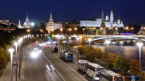 Night hyperlapse of Moscow Kremlin Stock Footage 94584865