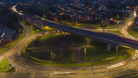 NIGHT in HYPERLAPSE over Penn Inn Flyover and Roundabout in Newton Abbot 動画素材 231585464
