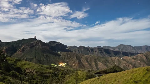 Night hyperlapse over Tejeda, Gran Canaria Stock Footage 283387030
