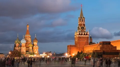 Night hyperlapse of Red Square, Moscow Stock Footage 97756655