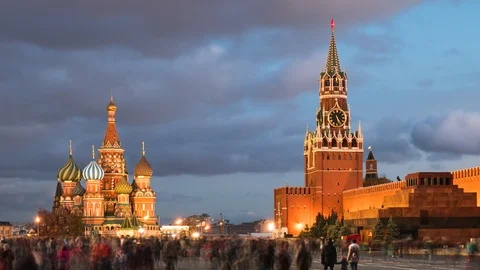 Night hyperlapse of Red Square, Moscow Video stock 104060565