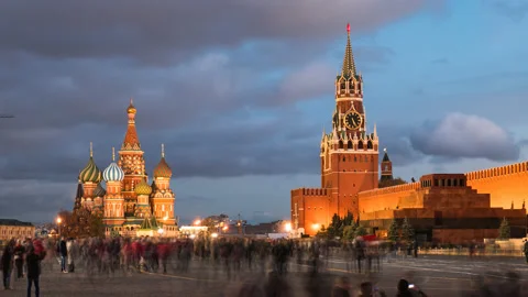 Night hyperlapse Red Square, Moscow Stock Footage 146518994