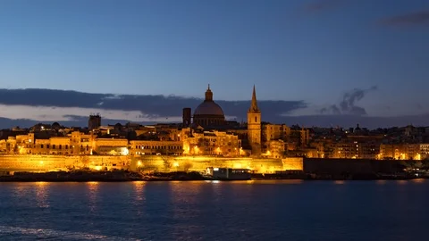 Night hyperlapse of Valletta, Malta 스톡 동영상 115532052