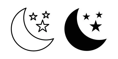 Night icon in black and white. vector icon pack for websites Stock Illustration