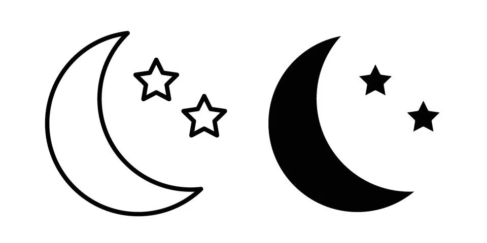 Night icon black vector isolated on white Stock Illustration