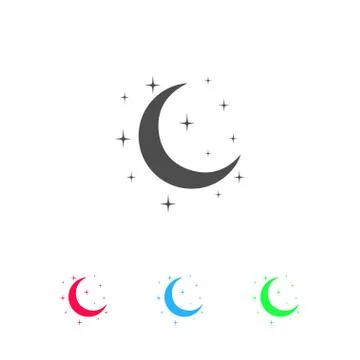 Night icon flat Stock Illustration