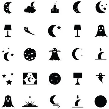 Night icon set Stock Illustration